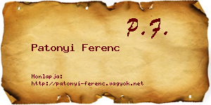 Patonyi Ferenc névjegykártya